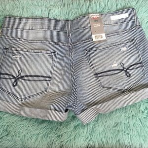 Low Rise Striped Denim Shorts